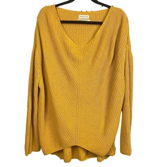 Urban Outfitters Mustard Yellow Knit Off Shoulder Sweater Size S - Picture 1 of 5